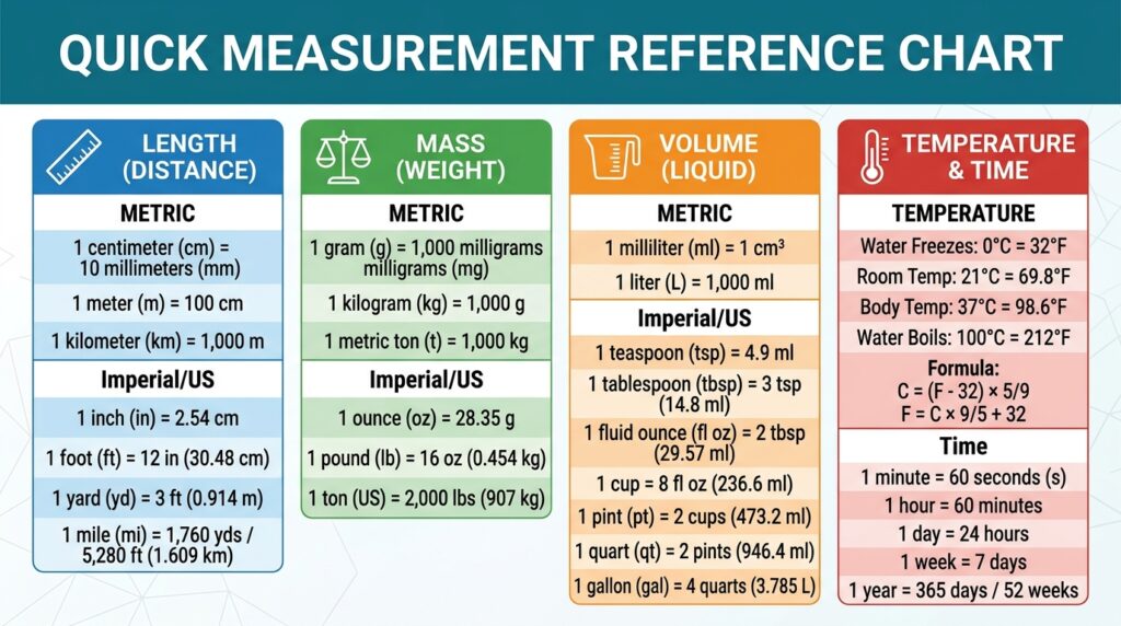 A Quick Measurement Reference Chart