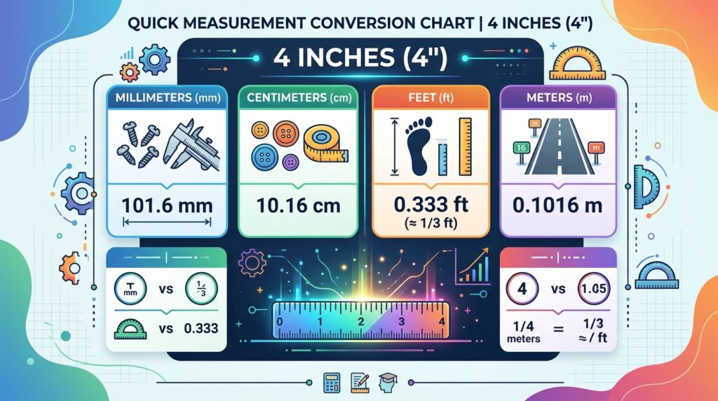  Conversion Chart for 4 Inches