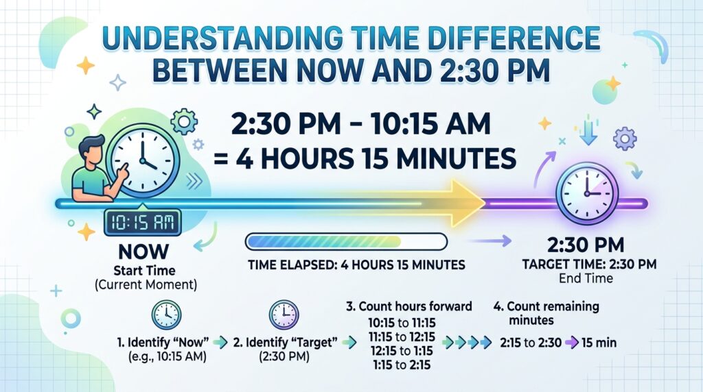 Difference Between Now and 2:30 PM