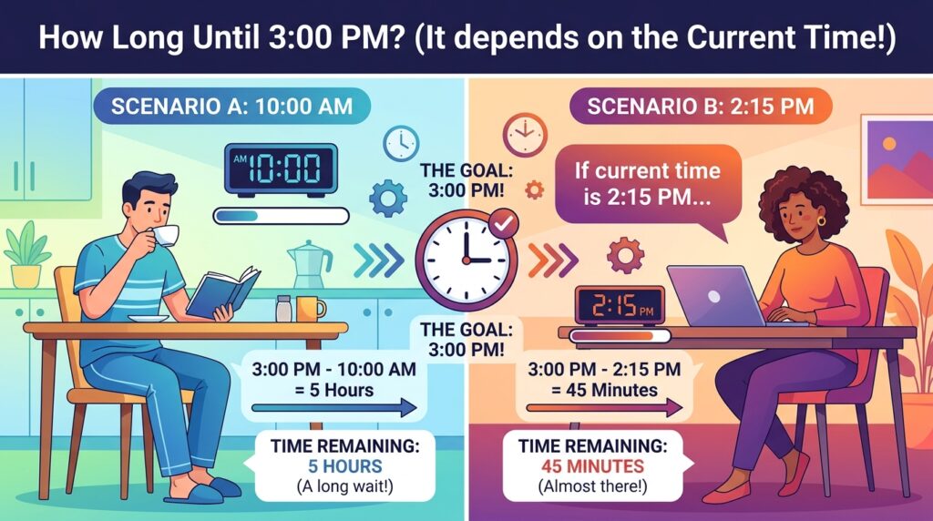 How Long Until 3:00 PM Depends on the Current Time