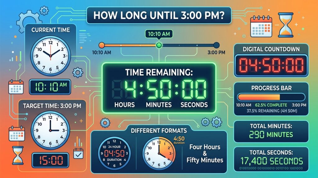 How Long Until 3:00 PM in Different Clock Formats