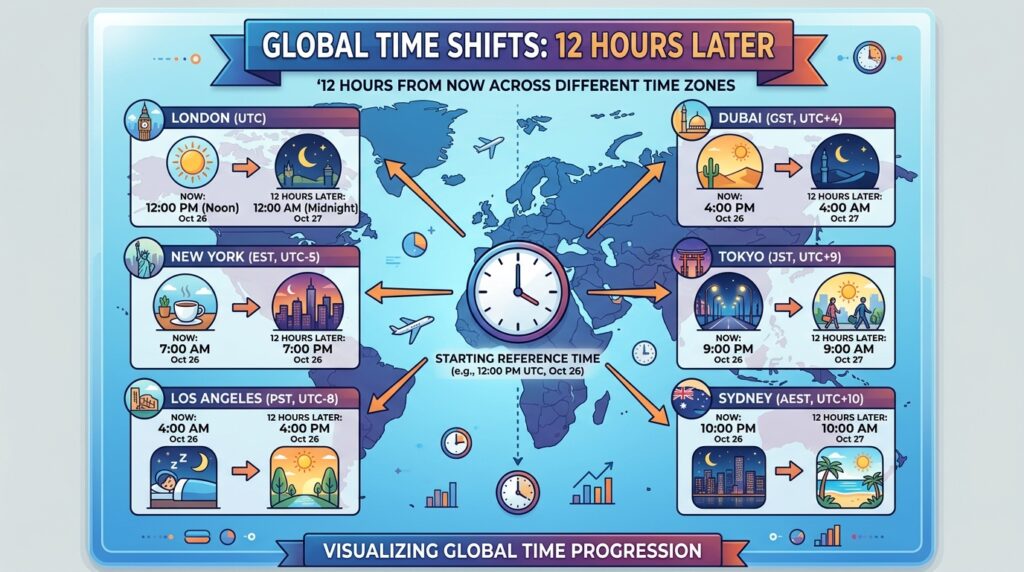 12 Hours From Now Across Different Time Zones