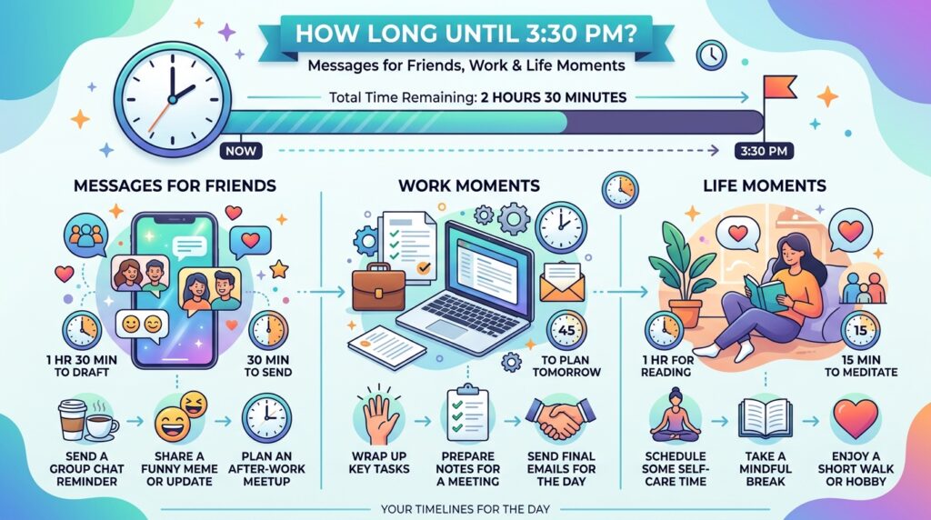 How Long Until 3:30 PM Messages for Friends, Work & Life Moments