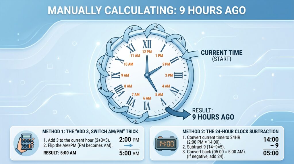 How to Calculate the Time 9 Hours Ago Manually