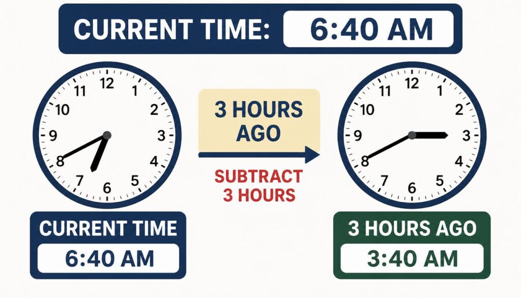 3 Hours Ago If the Current Time Is 6:40 AM?